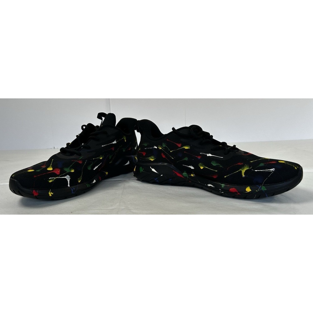 Soulsfeng Sneakers Running Shoes Men's Sz 15.5 Black Olympic Spray Paint Splash
